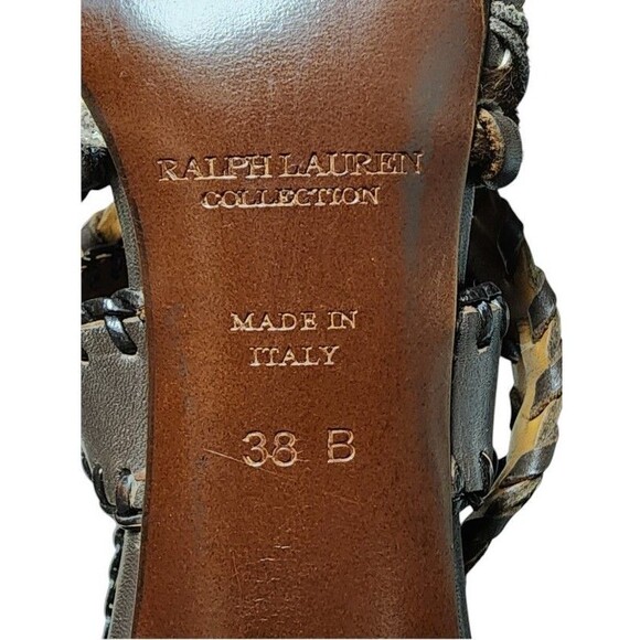 Ralph Lauren Collection Sandals in Blanket Stitched Leather and Calf Hair EU 38B - Picture 7 of 10